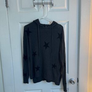 Rachel Zoe Charcoal Hoodie with Black Star Accents